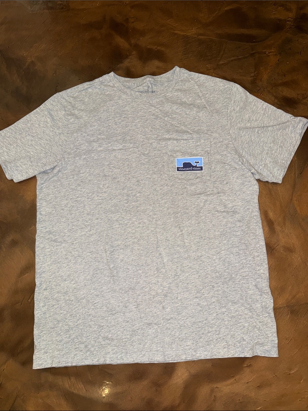Vineyard Vines Light Gray Logo Pocket Tee
